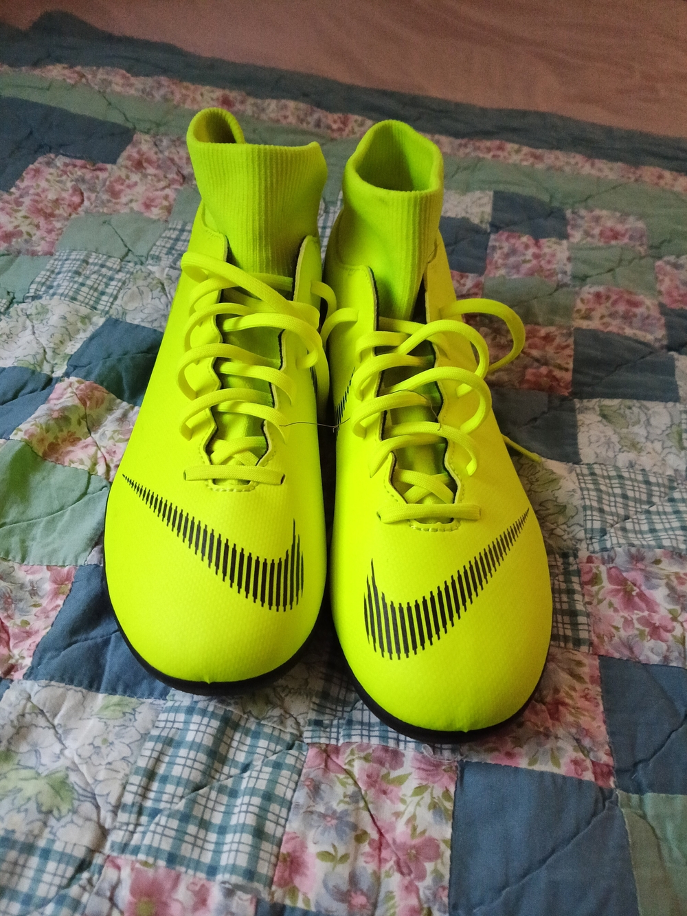 Nike Neon Yellow Soccer Cleats with Sock Collar